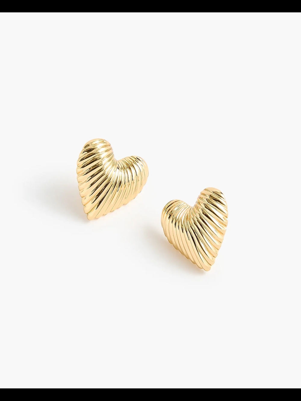 J.Crew Ribbed Heart Stud Earrings, Gold